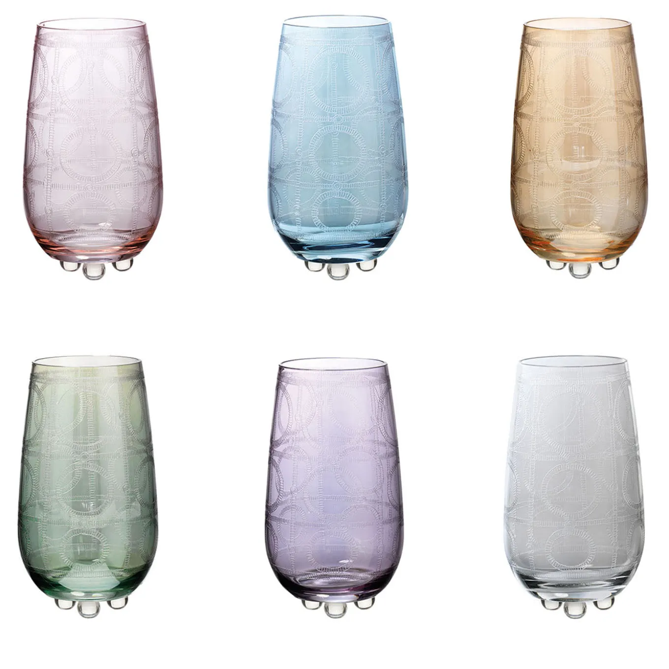 Set di 6 bicchieri Perle Polychrome a fantasia