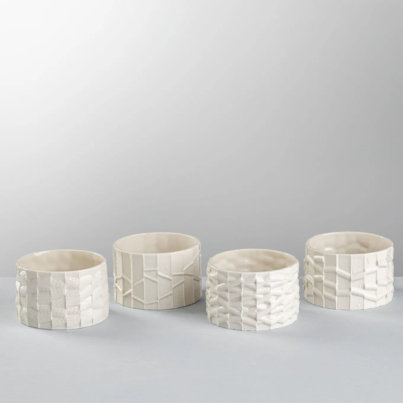 Set di 4 Coppette in Porcellana Bianca