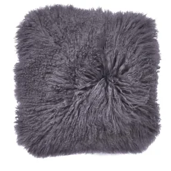 Set di 2 copricuscini pelle Tibet grigio scuro