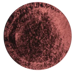 Set di 4 copripiatti rotondi in velluto rosso con supporto in legno