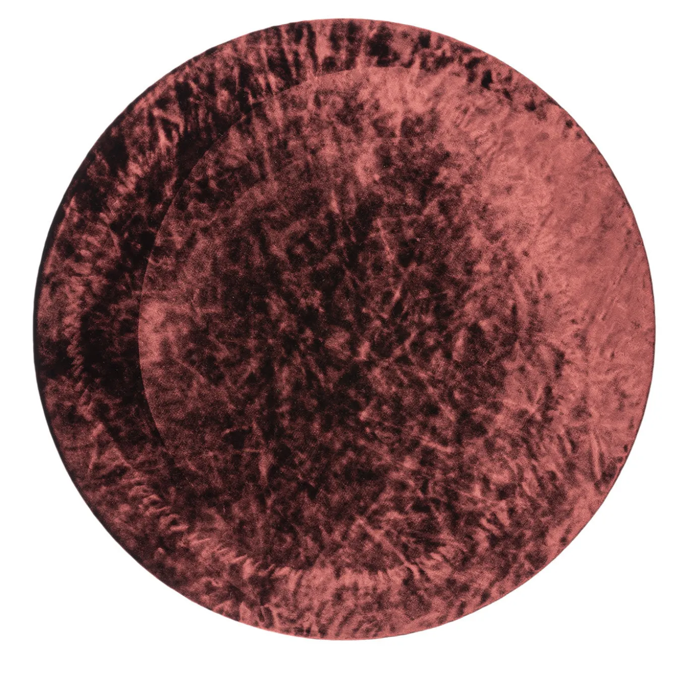 Set di 4 copripiatti rotondi in velluto rosso con supporto in legno