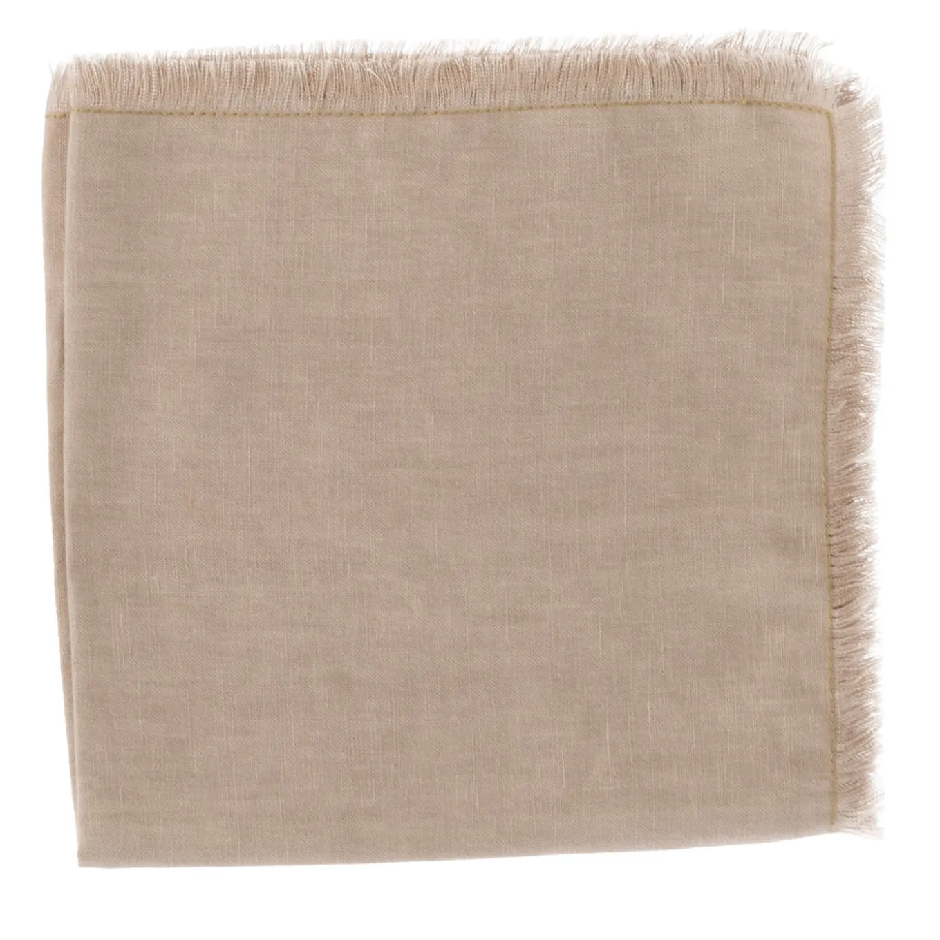 Set di 4 lussuosi tovaglioli di puro lino beige bordati a mano