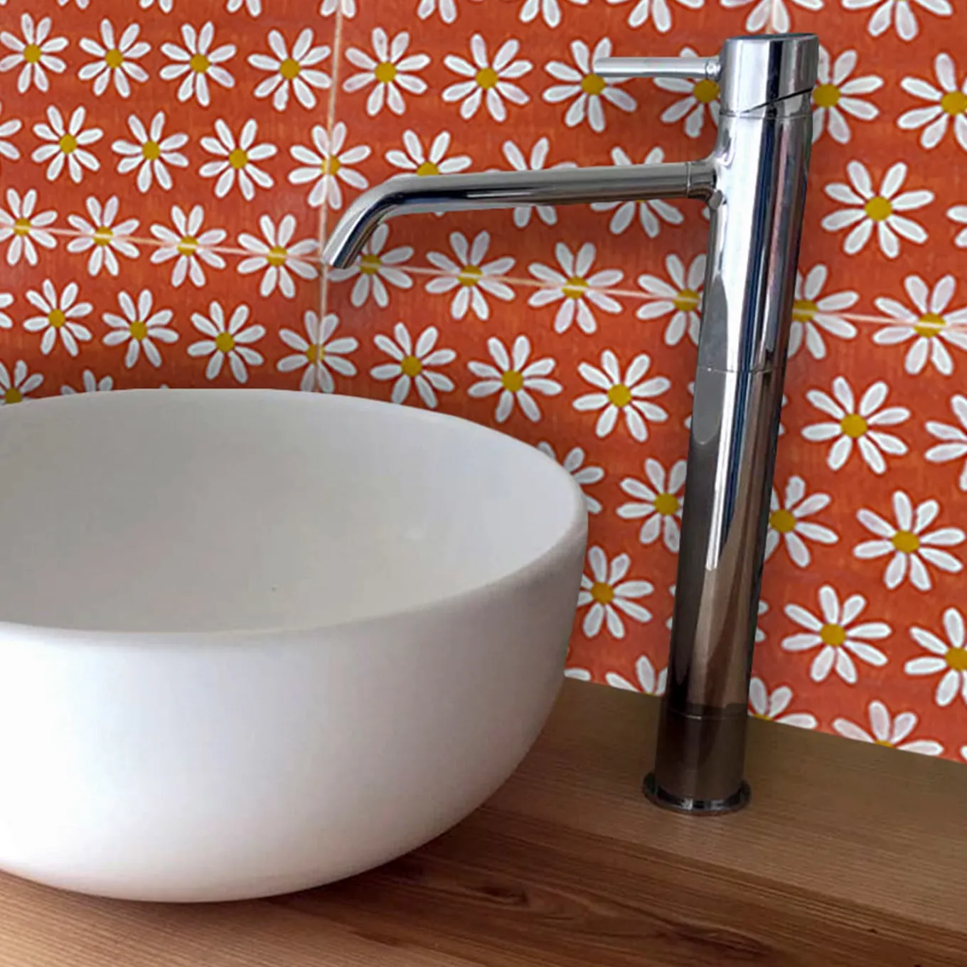 Set di 4 piastrelle Kimeya Red Margherita di Vincenzo Messina