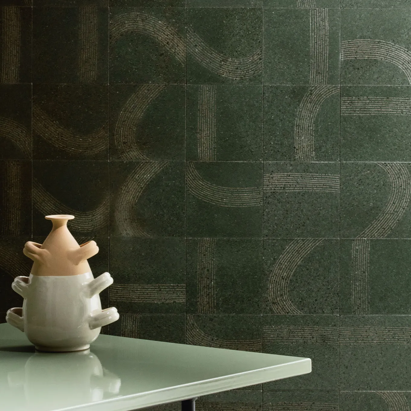 Set di 25 piastrelle verdi Scie di Margherita Rui
