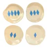 Set di 4 piatti Arlecchino in ceramica avorio e azzurro