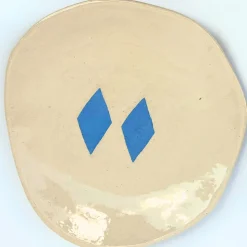 Set di 4 piatti Arlecchino in ceramica avorio e azzurro