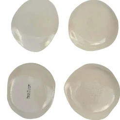 Set di 4 piatti Arlecchino in ceramica avorio e azzurro