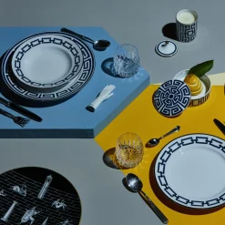 Set di 6 piatti da portata Catene Zaffiro di Gio Ponti