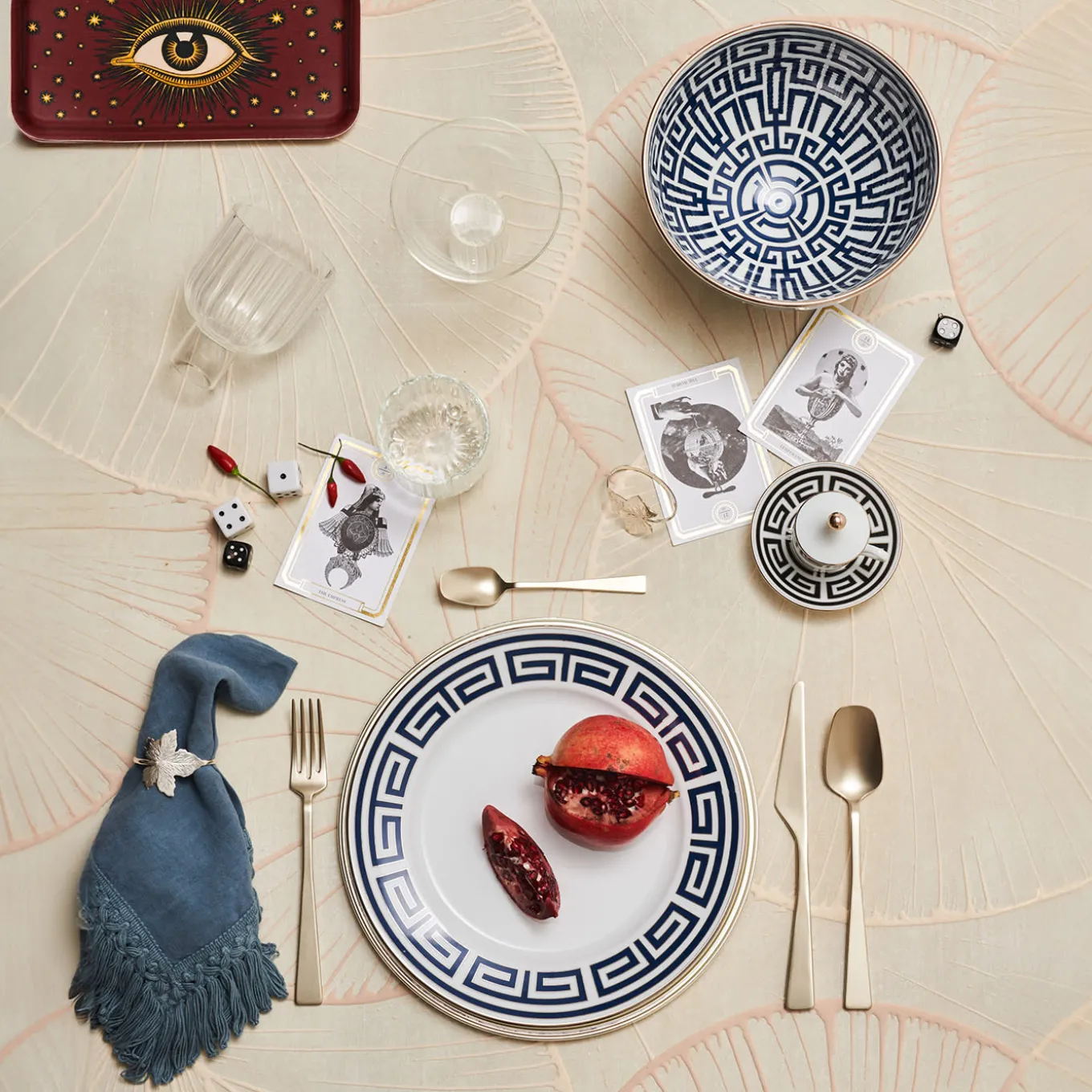 Set di 6 piatti da portata Labirinto Zaffiro