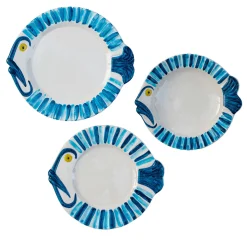 Set di 3 piatti da pranzo in ceramica Pampelonne in azzurro