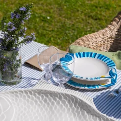 Set di 3 piatti da pranzo in ceramica Pampelonne in azzurro