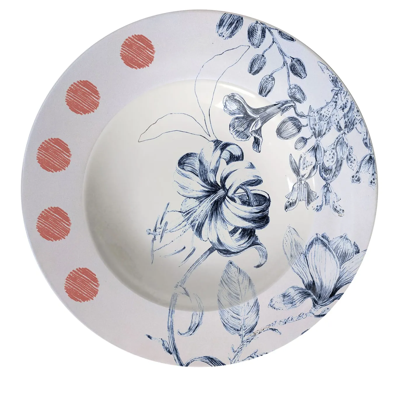 Set di 2 piatti da zuppa Maria Antonietta nero e rosso