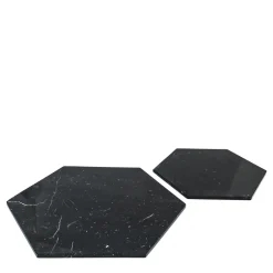 Set di 2 piatti esagonali in marmo nero Marquina