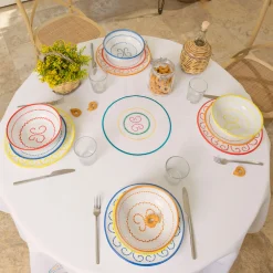 Set di 4 piatti fondi in ceramica blu chiaro Luminaria