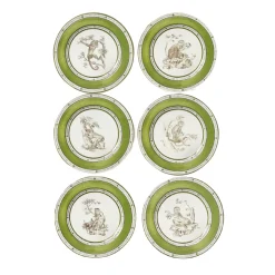 Set di 6 Piatti Piani Scimmie Verdi #1