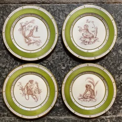 Set di 6 Piatti Piani Scimmie Verdi #1