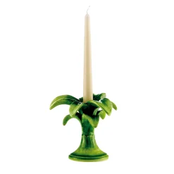 Set di 2 piccoli candelieri a forma di albero di palma dipinti a mano