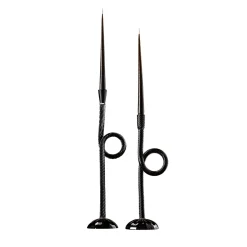 Set di 2 portacandele Knot in vetro di Murano nero