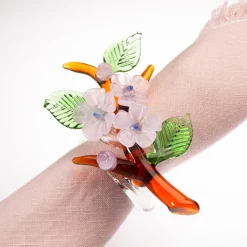 Set di 6 portatovaglioli Jardin Fleuri in vetro colorato