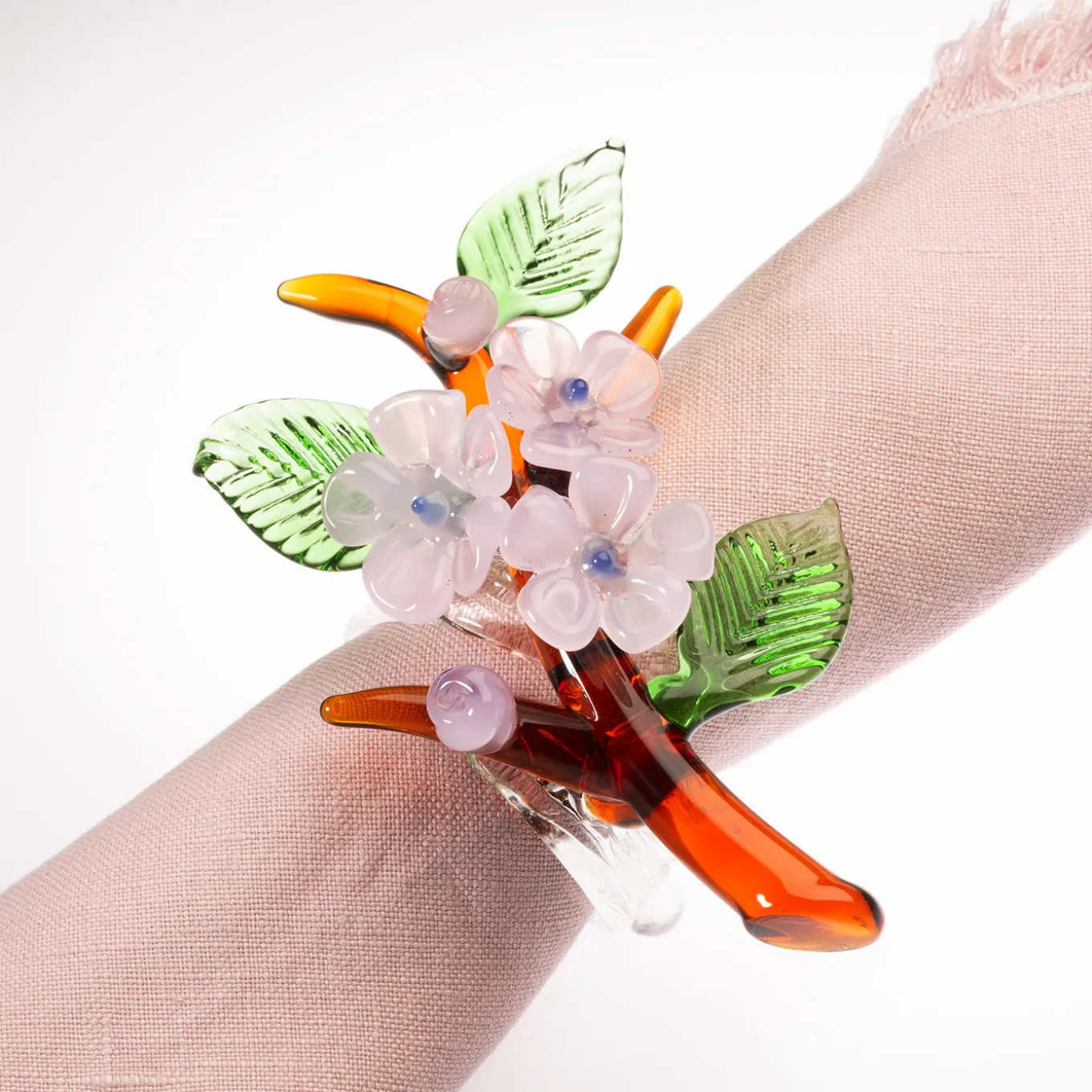 Set di 6 portatovaglioli Jardin Fleuri in vetro colorato