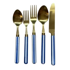 Set di 4 posate blu a righe