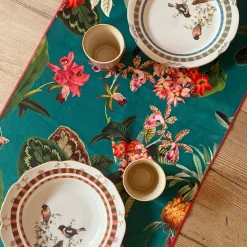 Set di 2 runner tropicale e a righe rosa