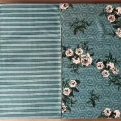 Set di 2 Runners floreali e a righe azzurre