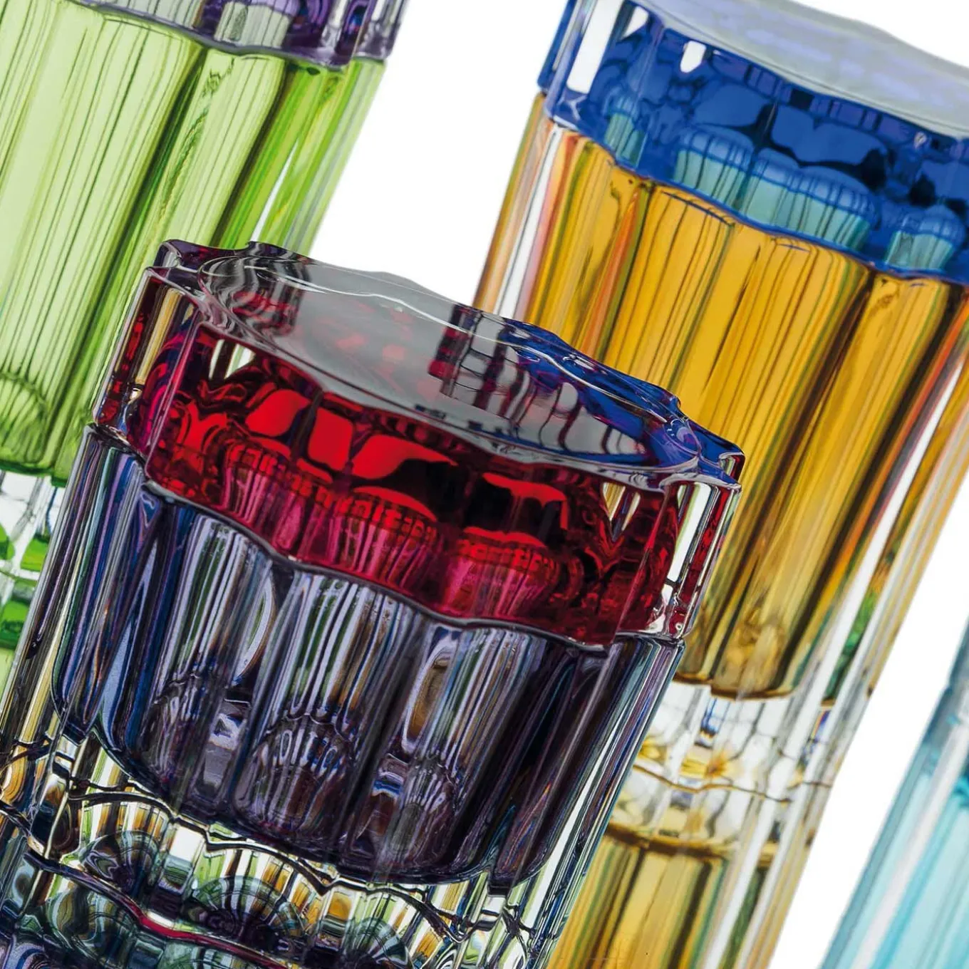 Set di 2 scatole di vetro viola con coperchio