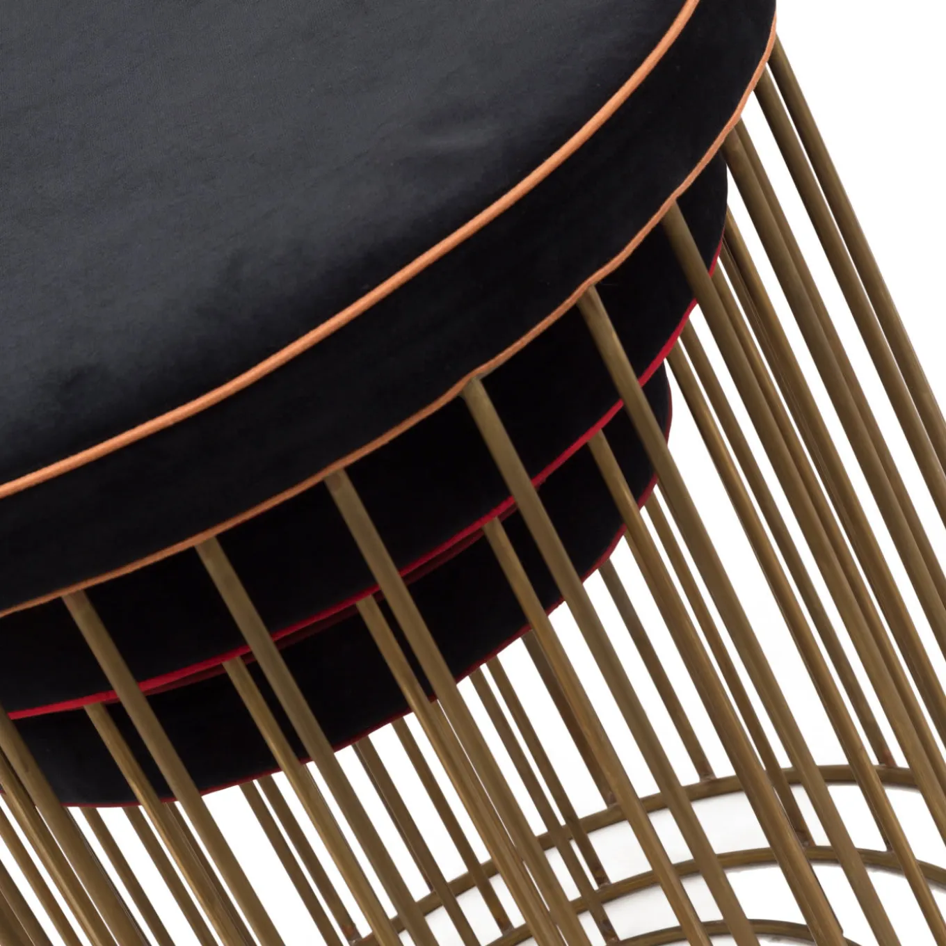 Set di 3 sgabelli a gabbia in ottone