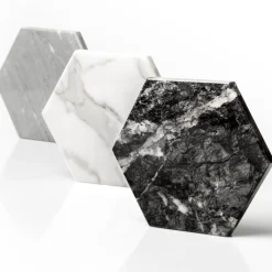 Set di 2 sottobicchieri Convivio in marmo bianco