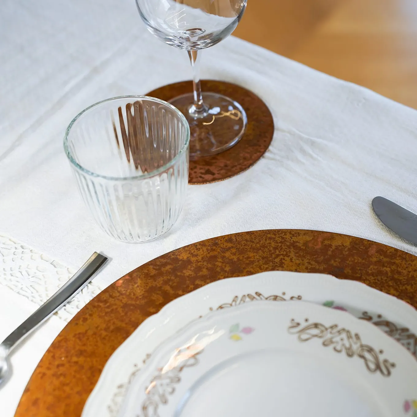 Set di 4 sottobicchieri in ottone Terra