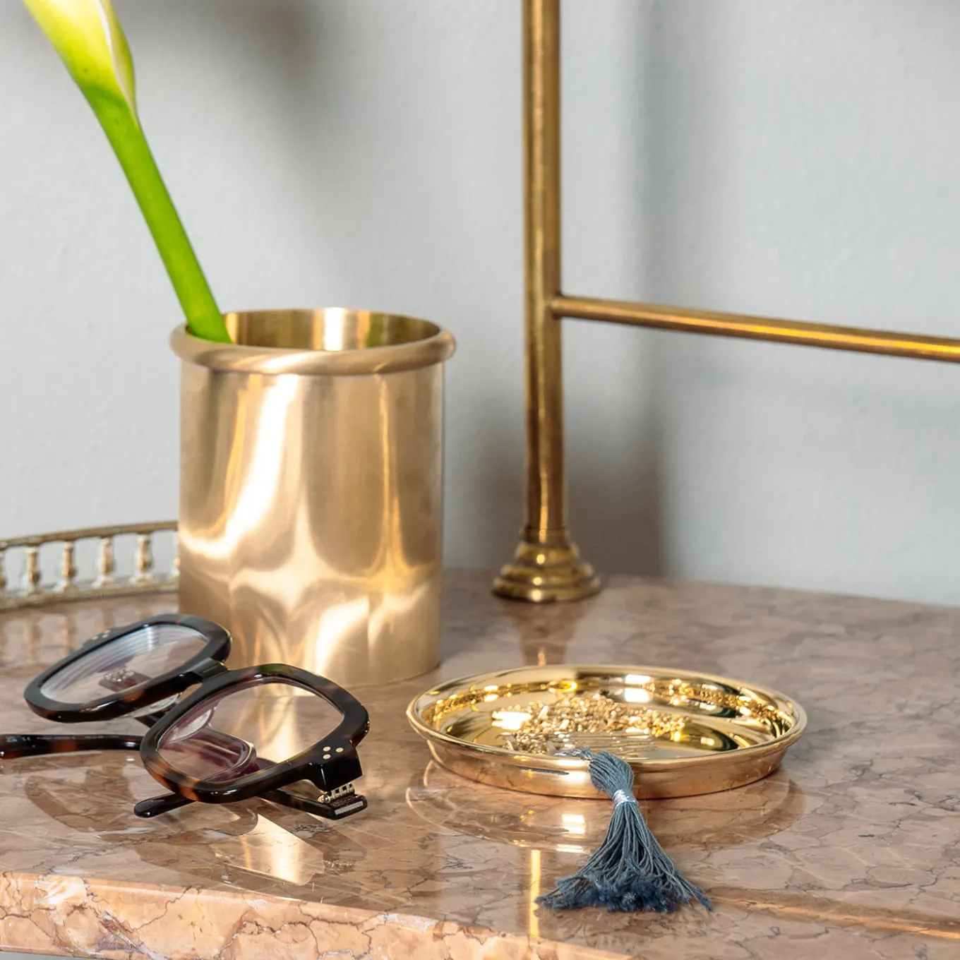 Set di 2 sottobicchieri in ottone lucidato