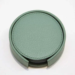 Set di 6 sottobicchieri in pelle verde salvia