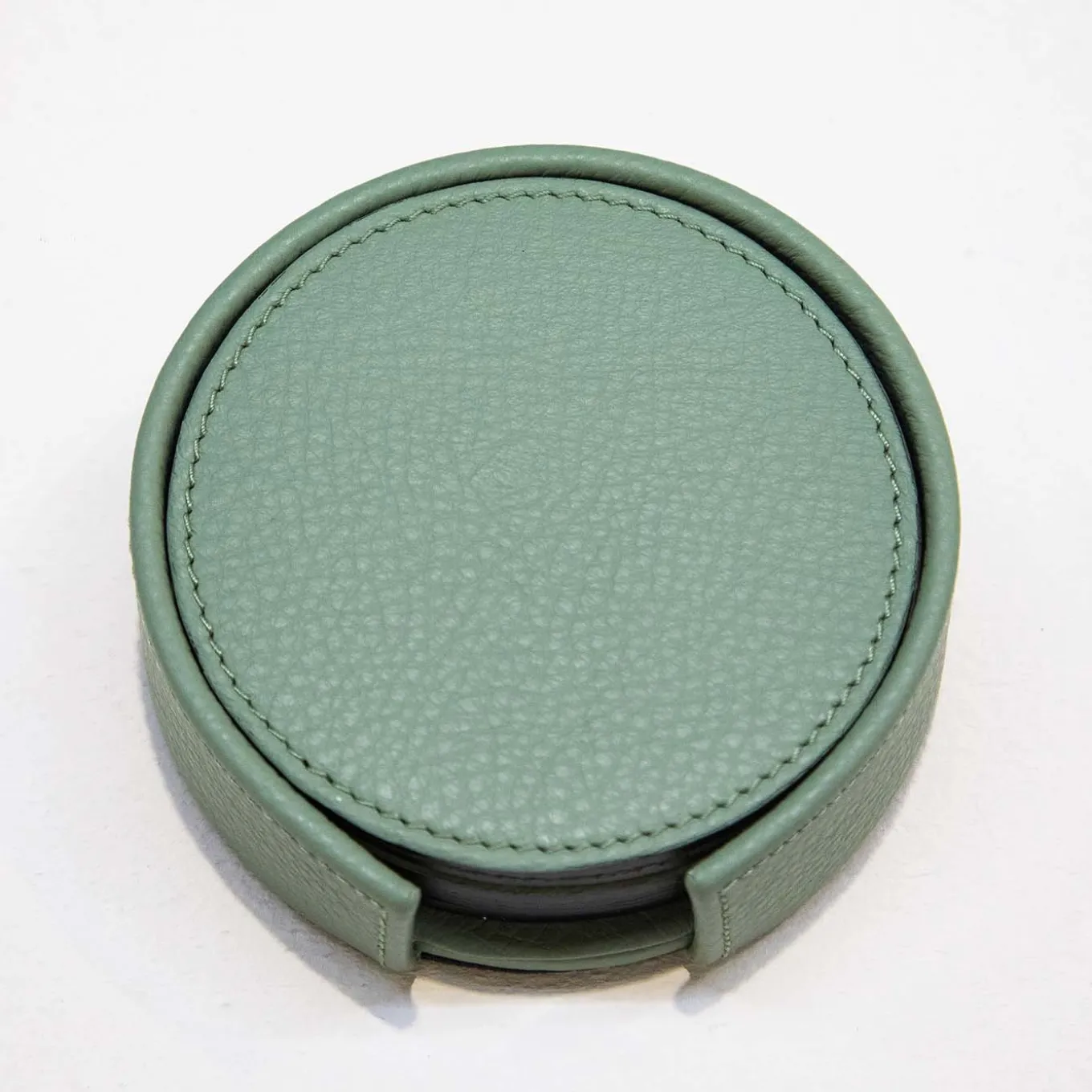 Set di 6 sottobicchieri in pelle verde salvia