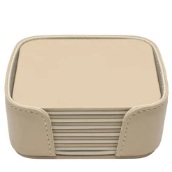 Set di 6 sottobicchieri quadrati Mondrian Cappuccino Beige e Luna White