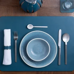 Set di 6 sottobicchieri quadrati Mondrian Amalfi Blue e Luna White