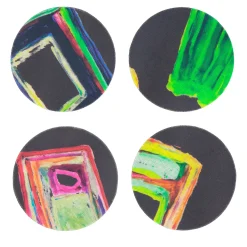 Set di 8 sottobicchieri rivestiti con forme spaziali in marrone/cioccolato