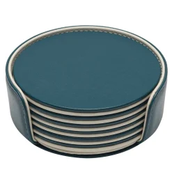 Set di 6 sottobicchieri rotondi Mondrian Amalfi Blue e Luna White