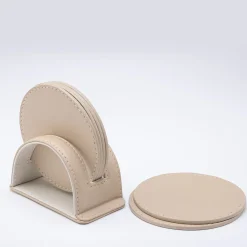 Set di 6 sottobicchieri rotondi Dalì Soft Capuccino Beige e Luna White