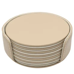 Set di 6 sottobicchieri rotondi Mondrian Cappuccino Beige e Luna White