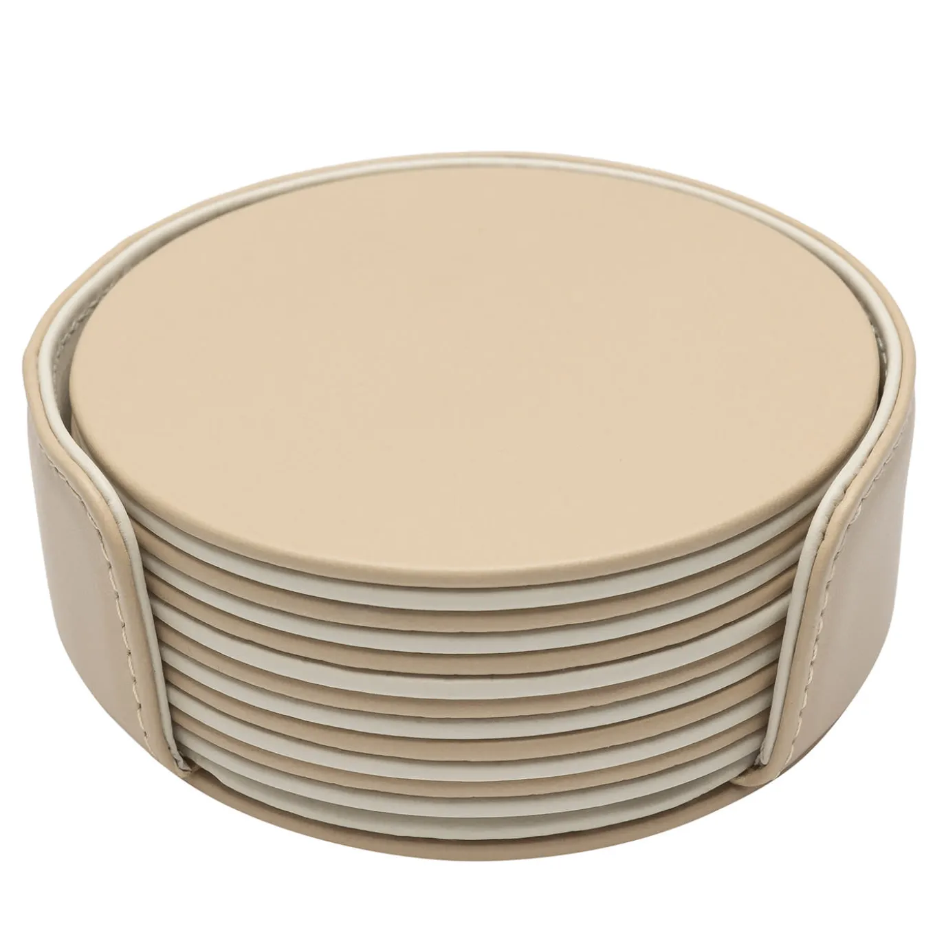 Set di 6 sottobicchieri rotondi Mondrian Cappuccino Beige e Luna White