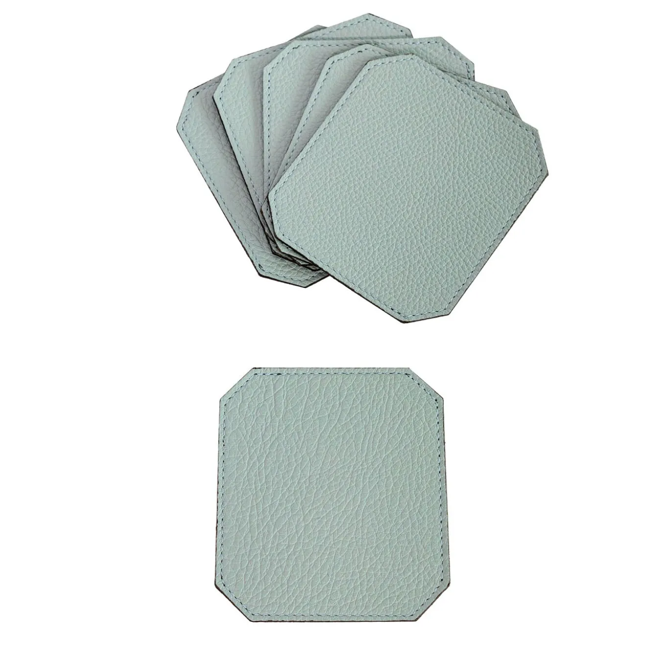 Set di 6 sottobicchieri Soft Suite Del Monte in pelle verde smeraldo