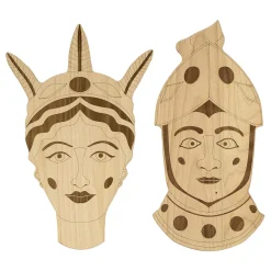 Set di 2 taglieri intarsiati Teste di Paladino di Gabriele E. M. D'Angelo