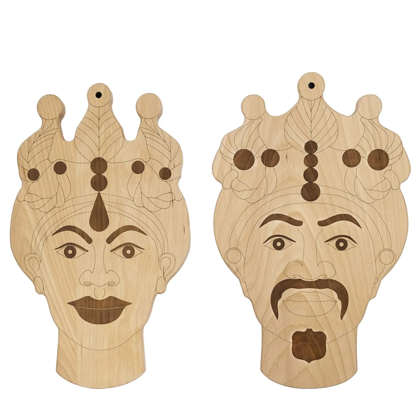 Set di 2 taglieri intarsiati Teste di Moro di Gabriele E. M. D'Angelo