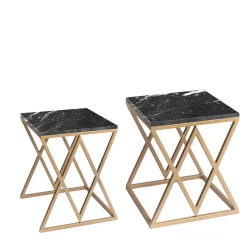 Set di 2 tavolini da caffè Stromboli e Vulcano Nero Marquinia