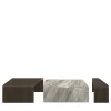 Set di 3 tavolini impilabili in marmo e legno