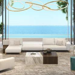 Set di 3 tavolini impilabili in marmo e legno