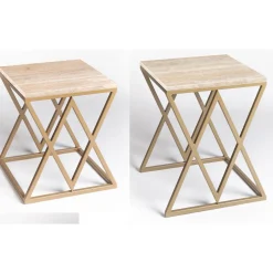 Set di 2 tavolini in travertino Stromboli e Vulcano