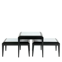 Set di 3 tavolini T143 in ebano nero e marmo di Estremoz