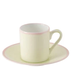 Set di 4 tazze da caffè dritte Murrine verdi e piattini